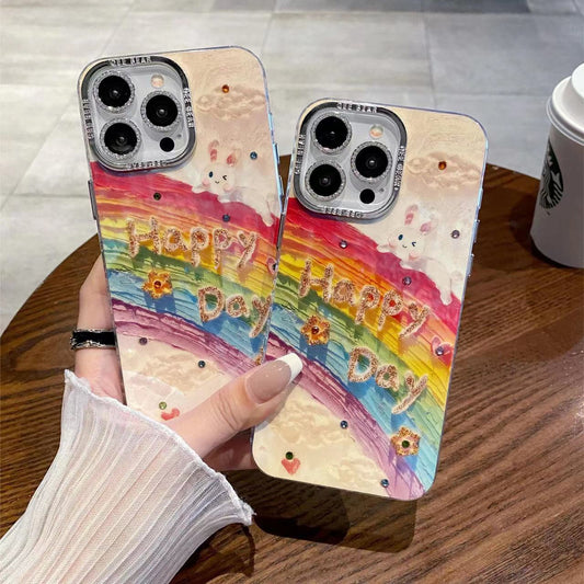 Apple 15/14/13/12/11Diamond Rainbow Rabbit  Sub-lens membrane housing