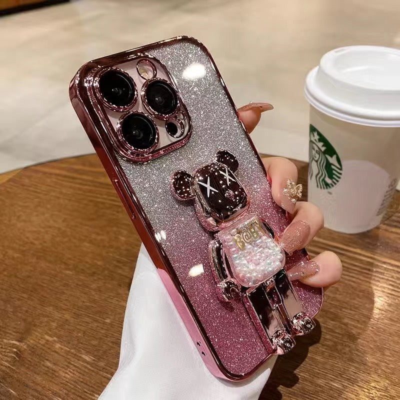 جراب هاتف Apple مع غلاف عدسة/تدرج الألوان على شكل حلوى كرتونية/دب فاكهة