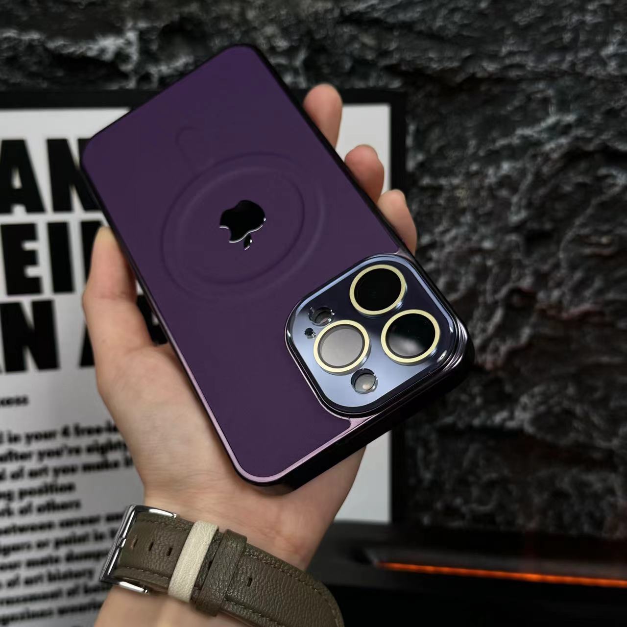 Apple 15/14/13 goggles ultra-thin pc plain leather pattern magnetic case