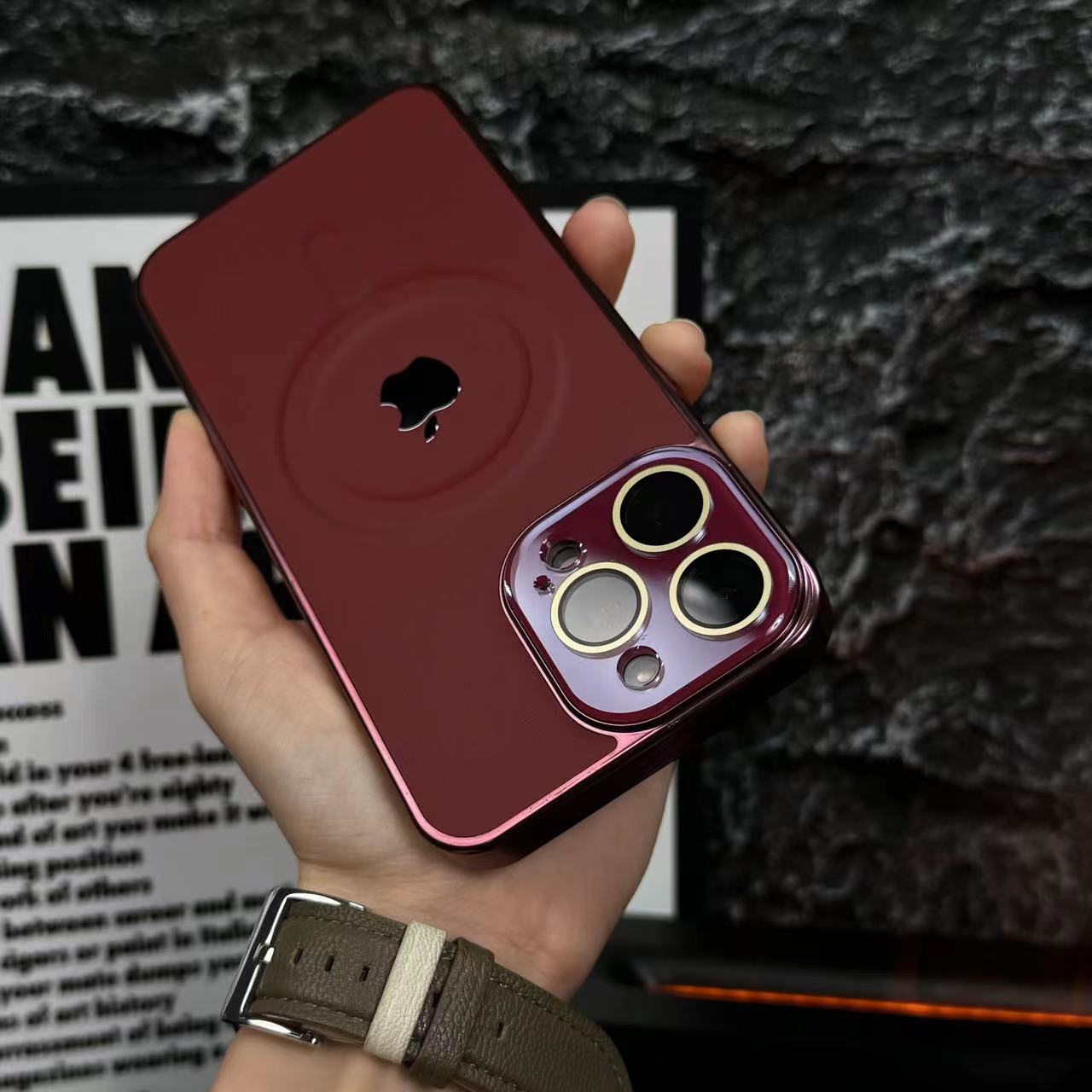 Apple 15/14/13 goggles ultra-thin pc plain leather pattern magnetic case