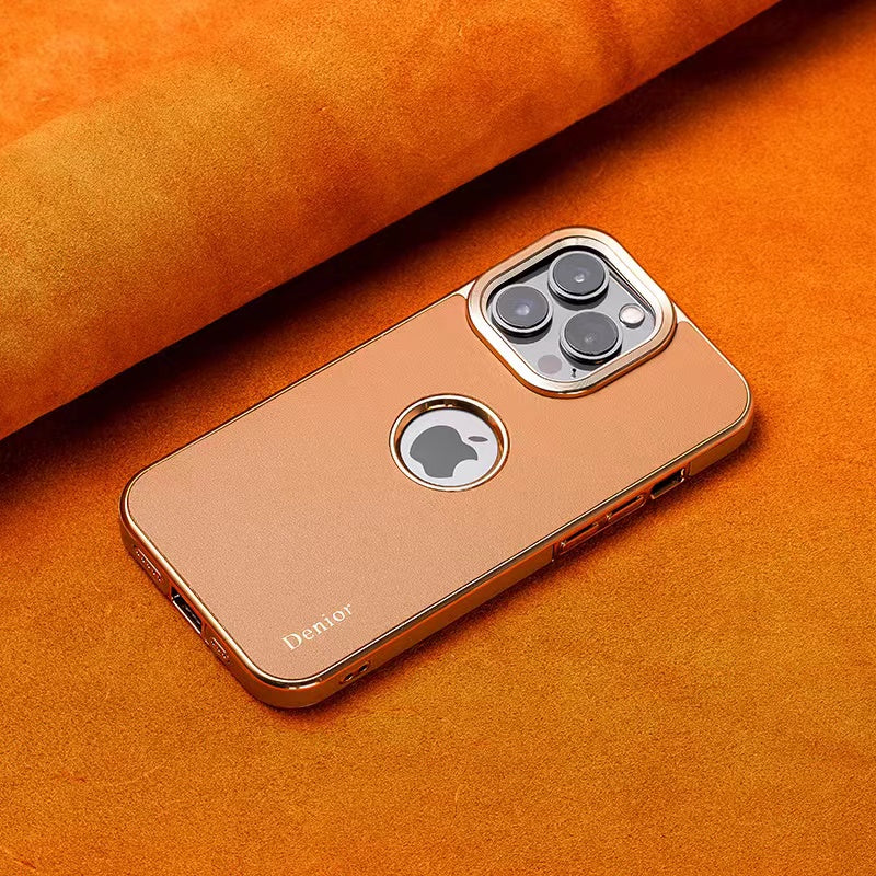 Apple 15-12 leather phone case. High-end cowhide cover. All-inclusive anti-fall advanced sense