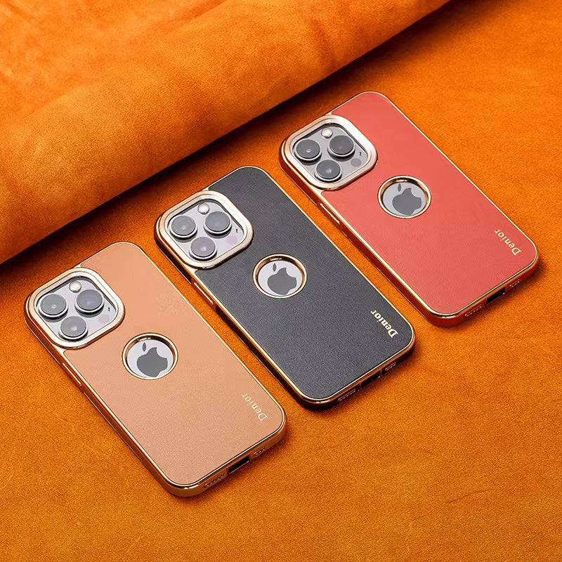 Apple 15-12 leather phone case. High-end cowhide cover. All-inclusive anti-fall advanced sense