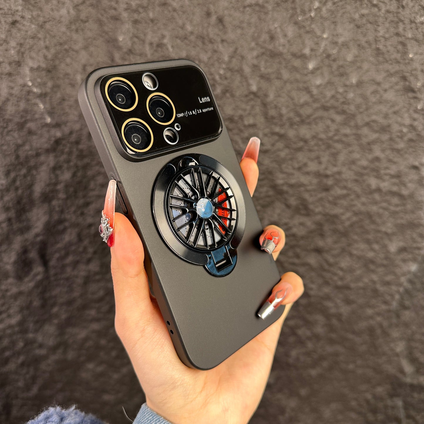 Apple 15-11 mobile phone case creative gyro decompression bracket magnetic charging protective case