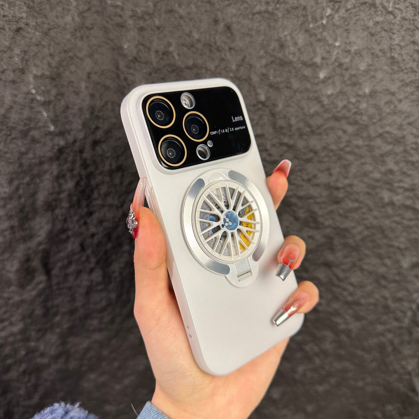 Apple 15-11 mobile phone case creative gyro decompression bracket magnetic charging protective case