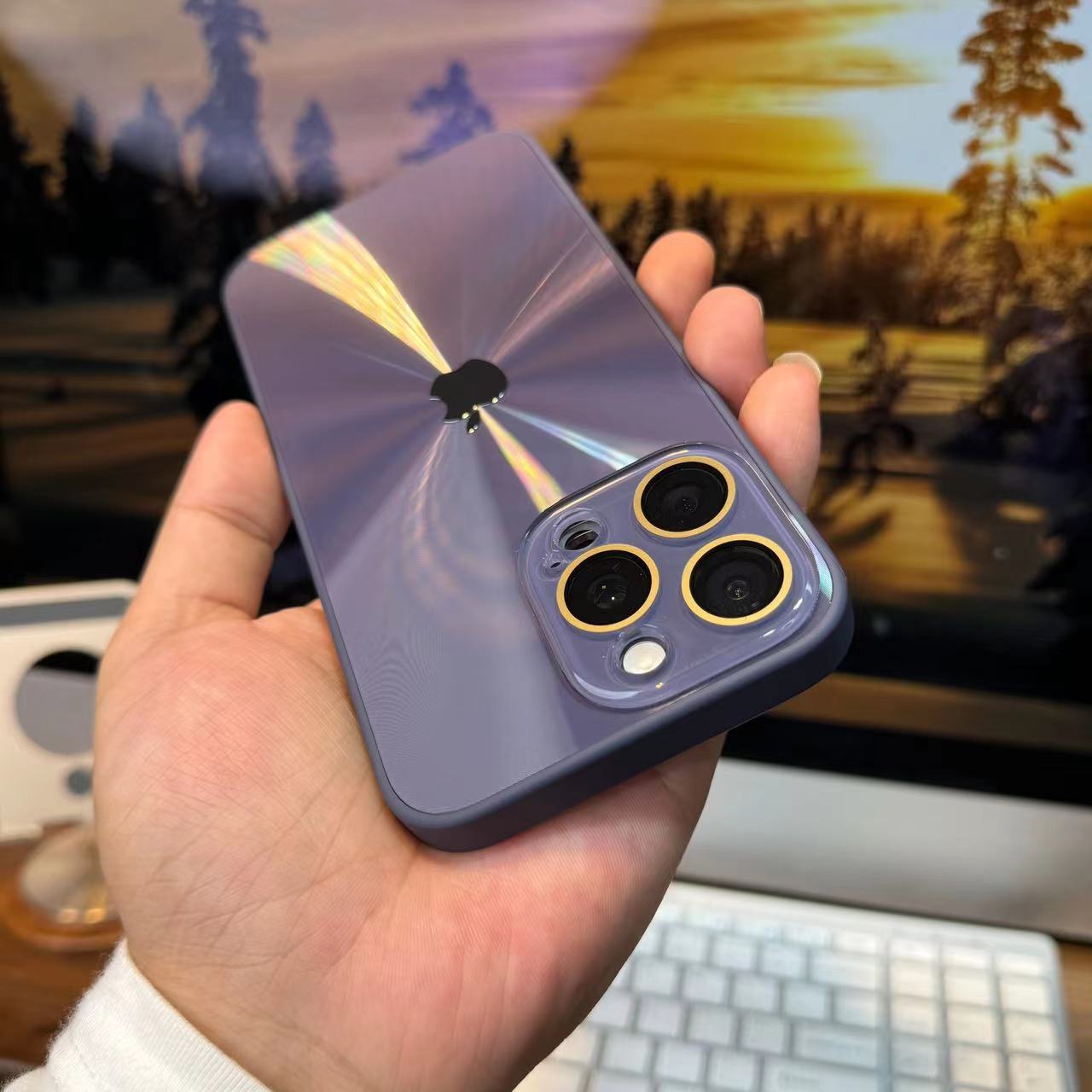 Apple16/15/14/13/Nano Lens Film Laser CD Texture iPhone Case