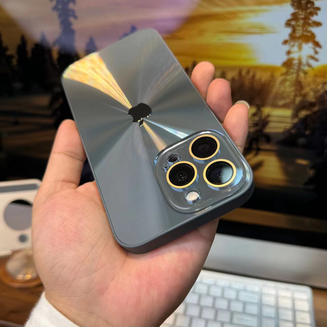 Apple16/15/14/13/Nano Lens Film Laser CD Texture iPhone Case