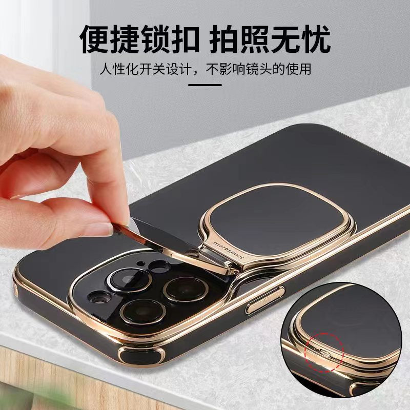 Apple 15/14/13/12 solid color sunglasses holder electroplated soft shell