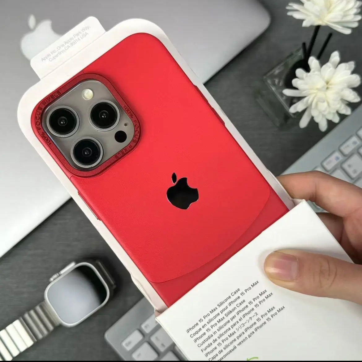 Apple 15/12 double metal frame PC plain leather case