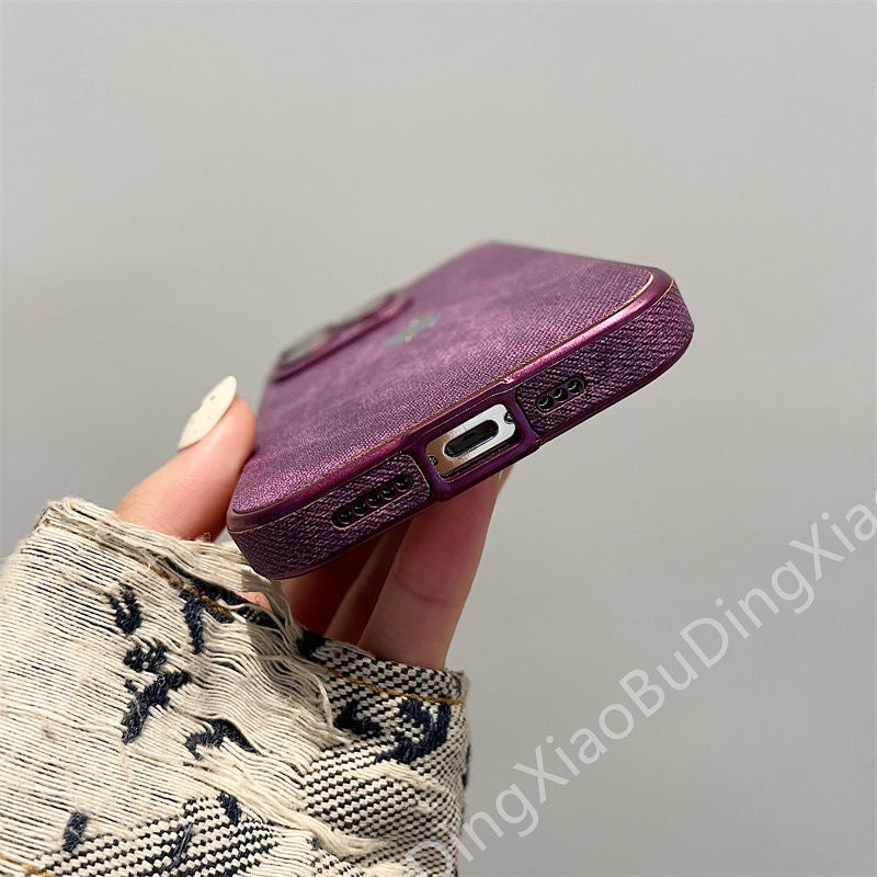 جراب جلدي شامل لهاتف Apple 15-12، مقاوم للسقوط، مع غشاء عدسة، وحواف ناعمة من السيليكون.