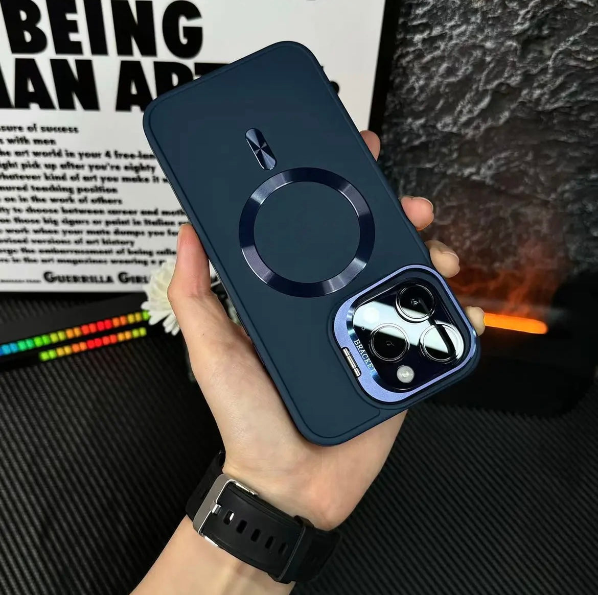 Apple 15-13 magnetic lens holder frosted high-grade anti-fall ultra-thin protective case