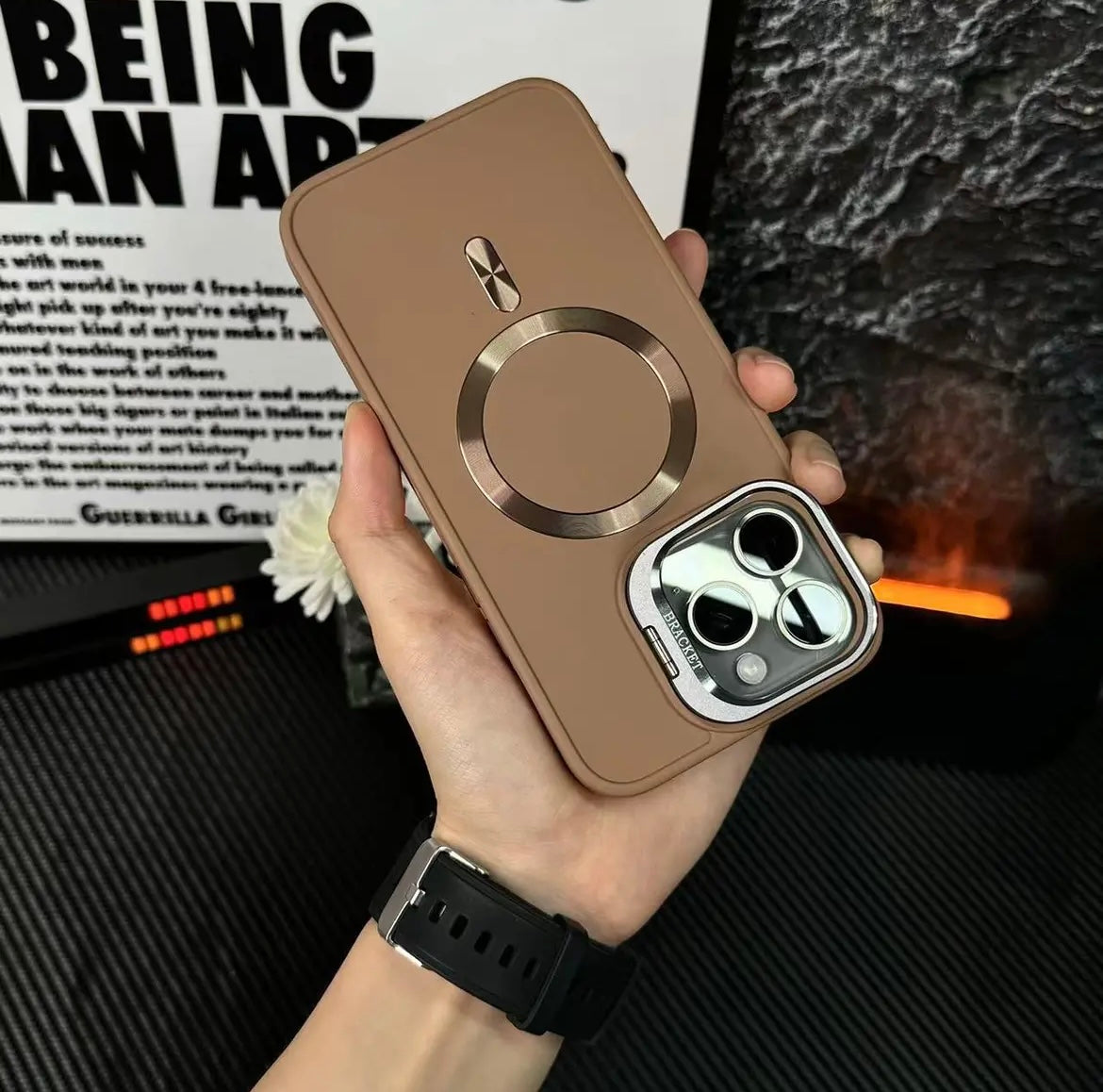 Apple 15-13 magnetic lens holder frosted high-grade anti-fall ultra-thin protective case