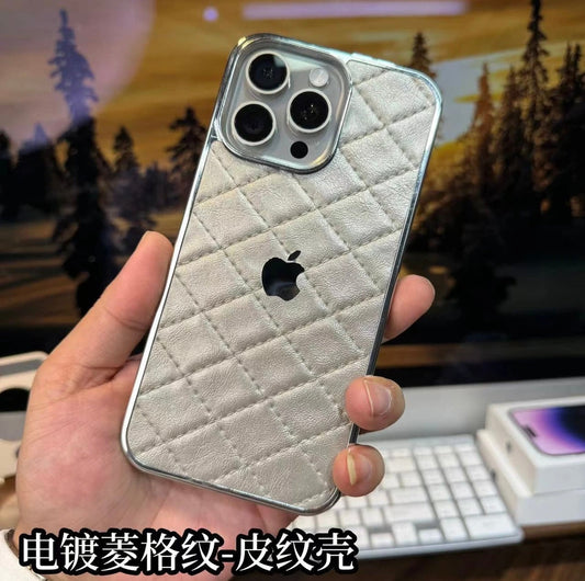 Apple 15/12 large hole PC electroplating diamond pattern leather case