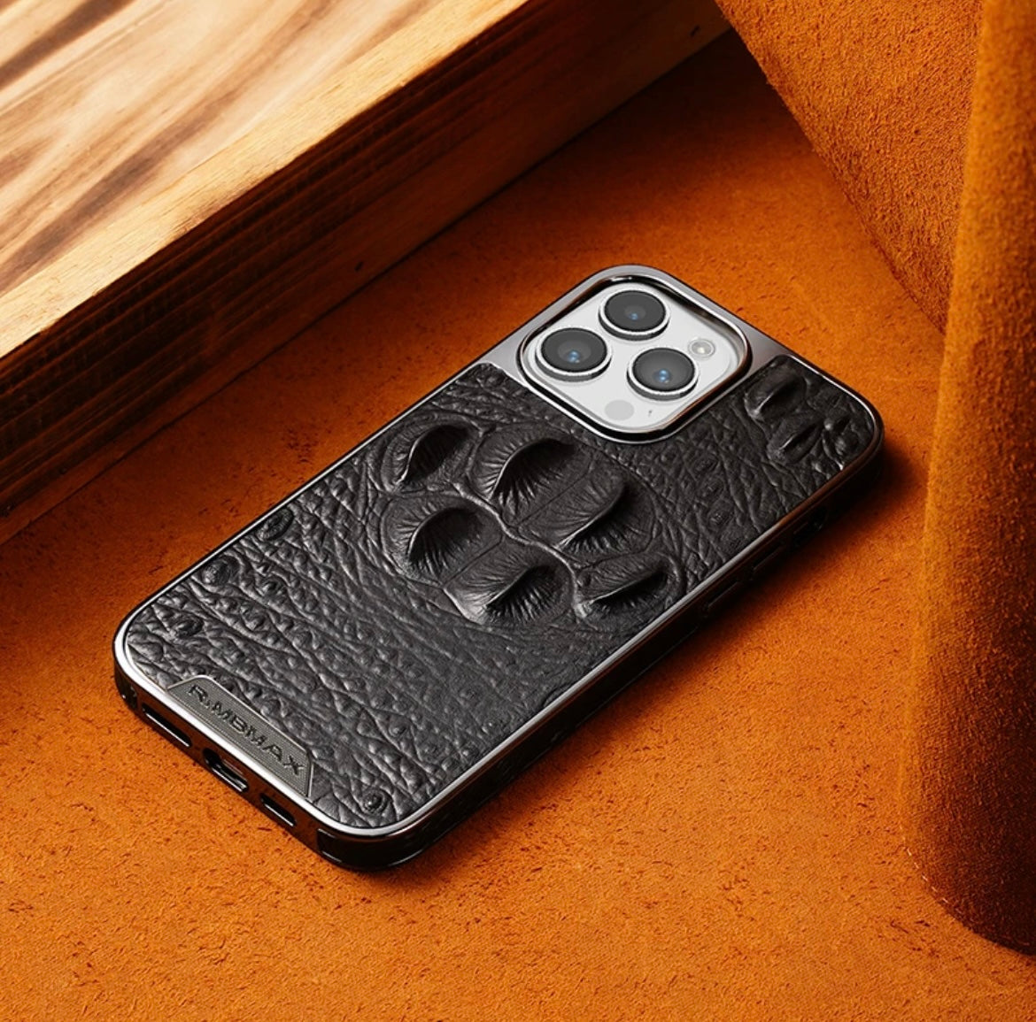 Apple 15/12 genuine leather crocodile claw pattern mobile phone case high-end full cover anti-fall