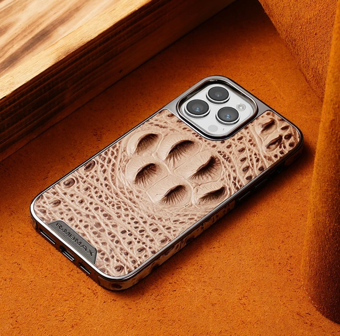 Apple 15/12 genuine leather crocodile claw pattern mobile phone case high-end full cover anti-fall