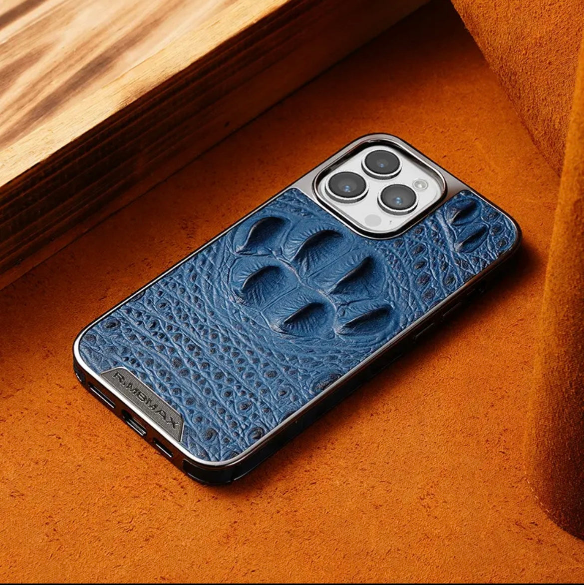 Apple 15/12 genuine leather crocodile claw pattern mobile phone case high-end full cover anti-fall