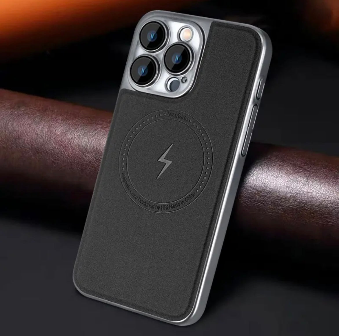 جرابات جلدية لامعة معدنية لأجهزة Apple مقاس 15-13 بوصة، بتصميم عصري، مع شفط مغناطيسي مقاوم للأوساخ