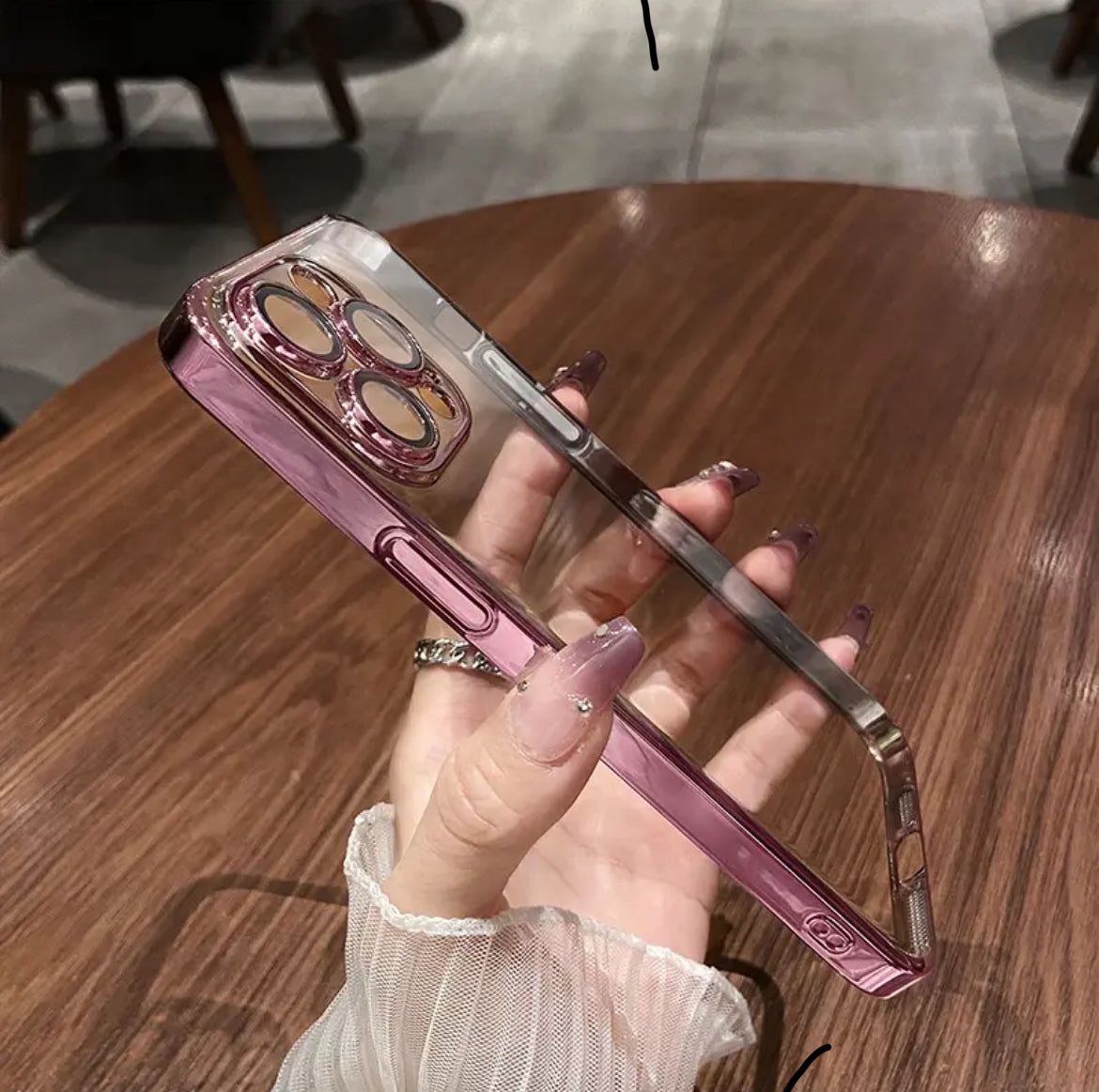 Apple 16-12 transparent with lens film electroplating PC mobile phone case does not turn yellow simple