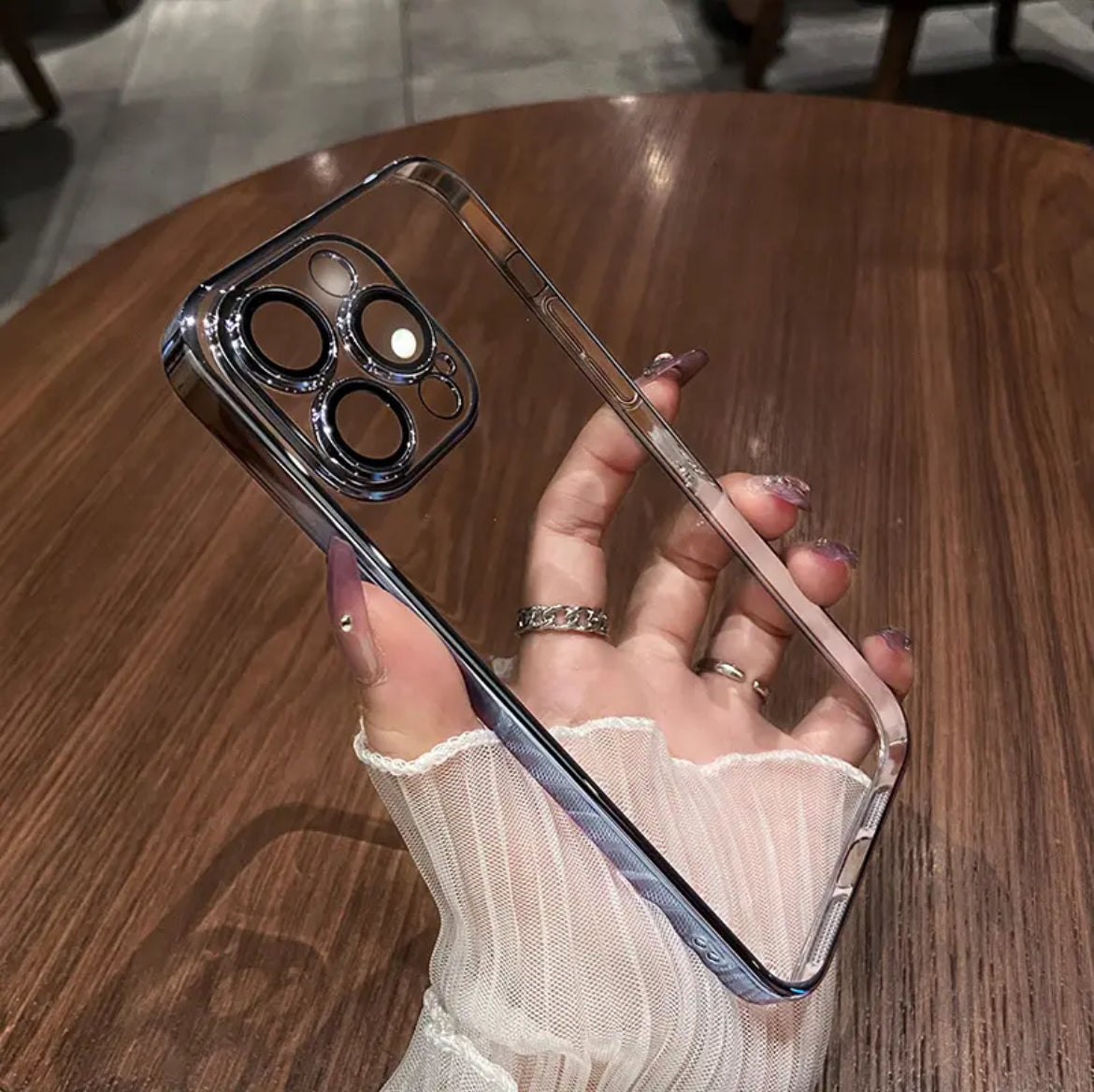 Apple 16-12 transparent with lens film electroplating PC mobile phone case does not turn yellow simple