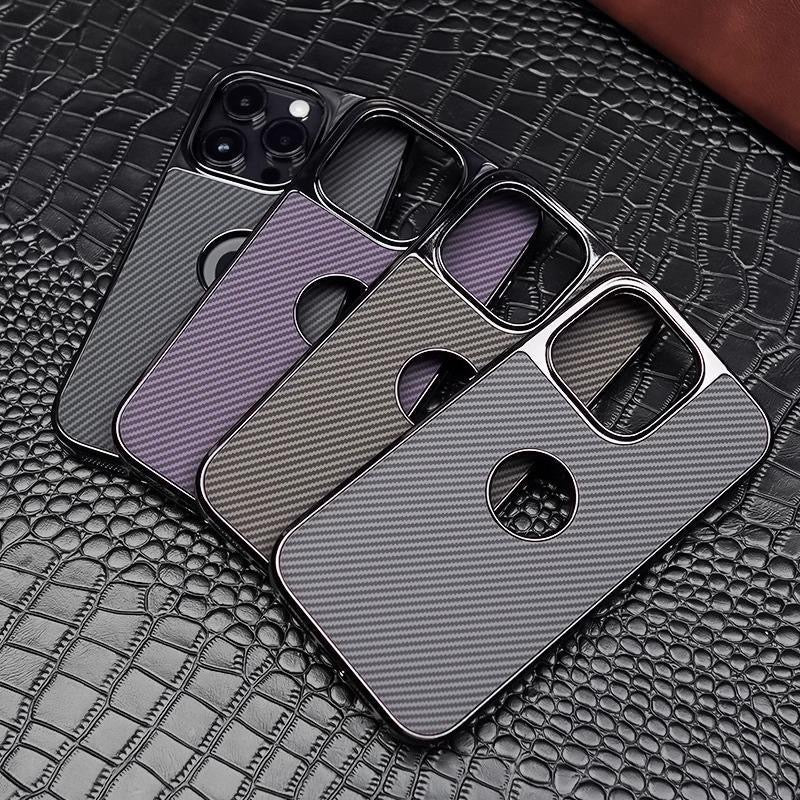 Apple 16-13 electroplated frame mobile phone case carbon fiber pattern high-grade missing label