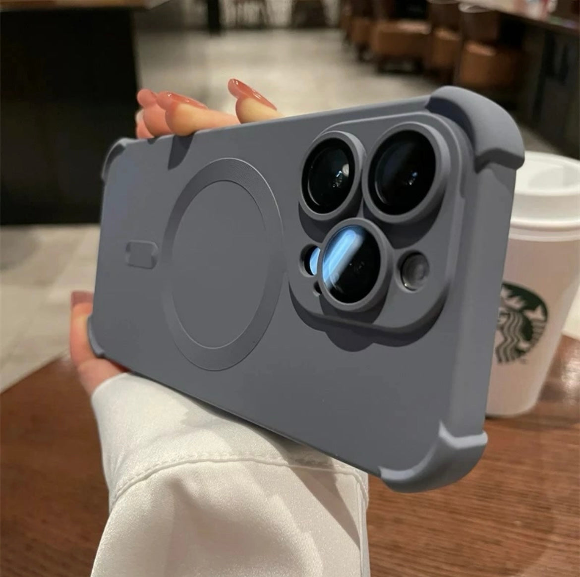 Magnetic charging iPhone 16/12 mobile phone case with four corners to prevent falling and fully covered with silicone