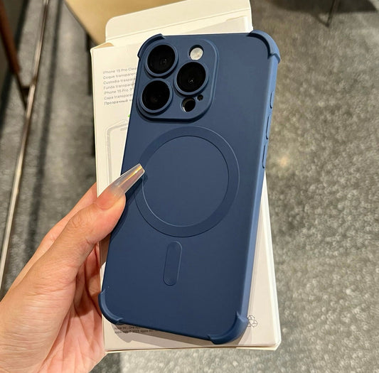 Magnetic charging iPhone 16/12 mobile phone case with four corners to prevent falling and fully covered with silicone
