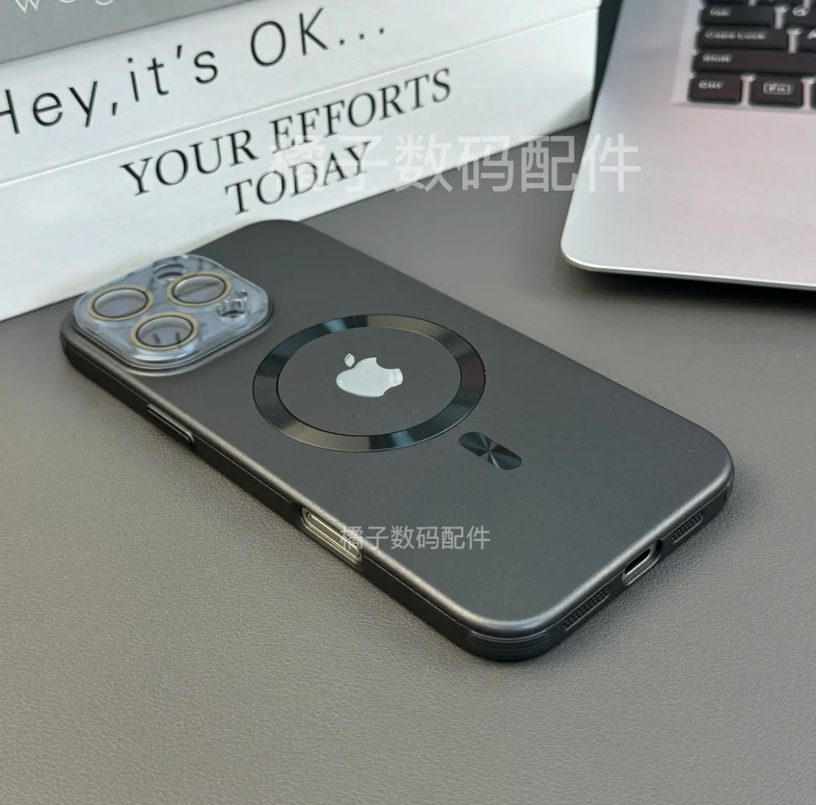 Apple 16-13 crystal lens metal magnetic ring four corner anti-fall mobile phone case