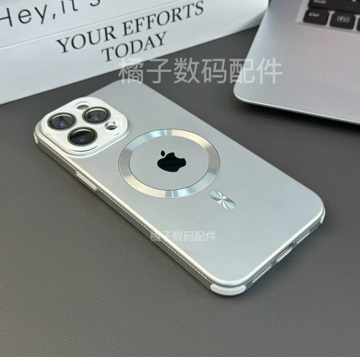 Apple 16-13 crystal lens metal magnetic ring four corner anti-fall mobile phone case