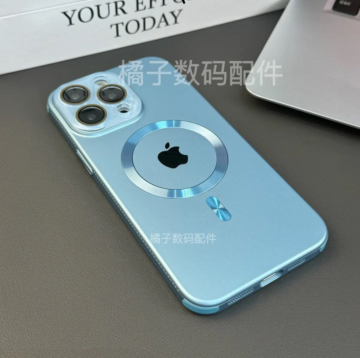 Apple 16-13 crystal lens metal magnetic ring four corner anti-fall mobile phone case