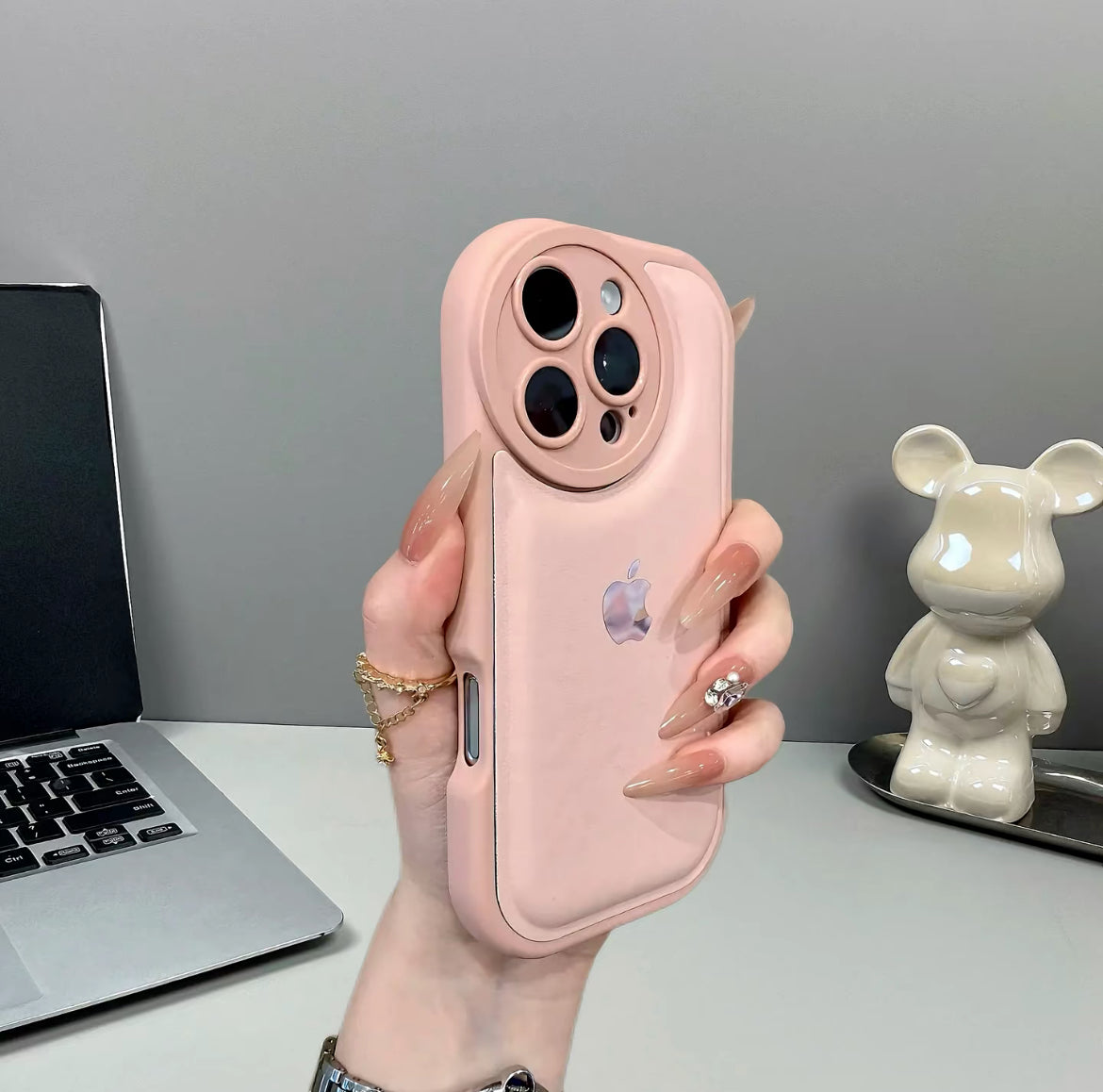 Niche air cushion leather texture anti-fall iPhone17-11 mobile phone case personality internet celebrity