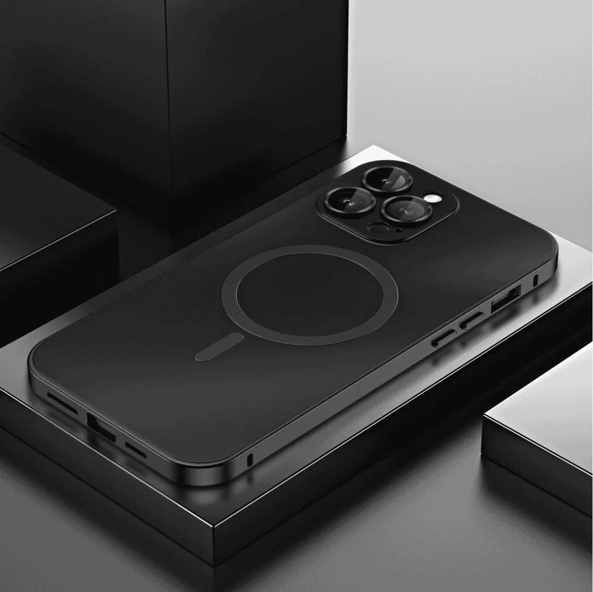 iPhone 16-12 case with metal frame and high-end protection, snap-on design