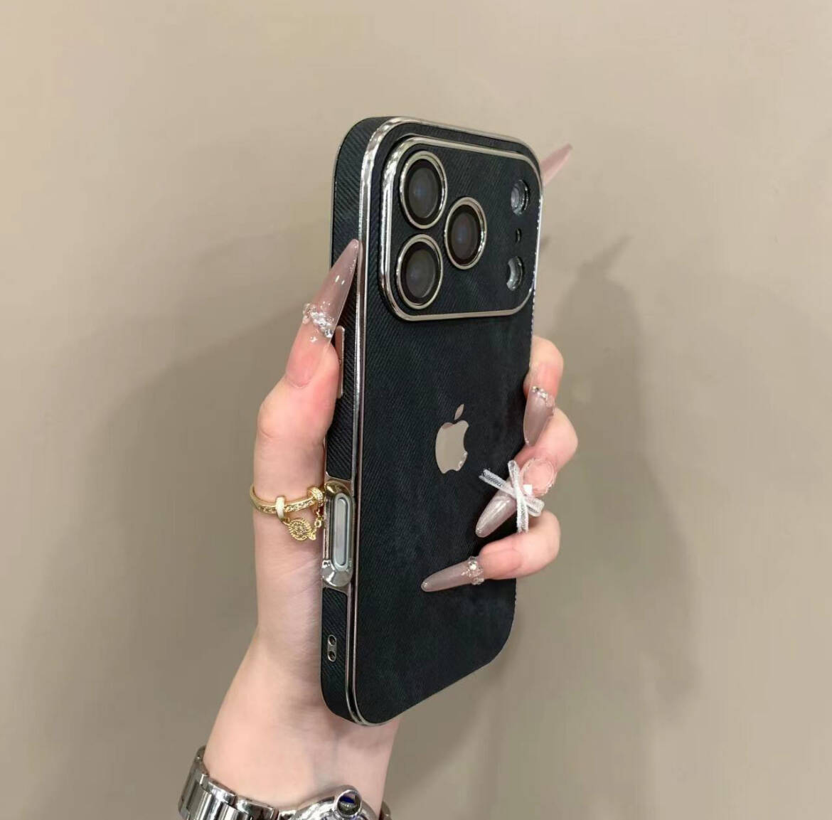 iPhone 17-13 Premium Large Window Denim Texture Case