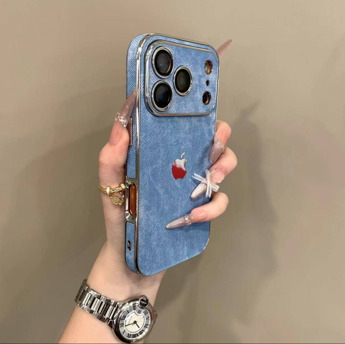 iPhone 17-13 Premium Large Window Denim Texture Case