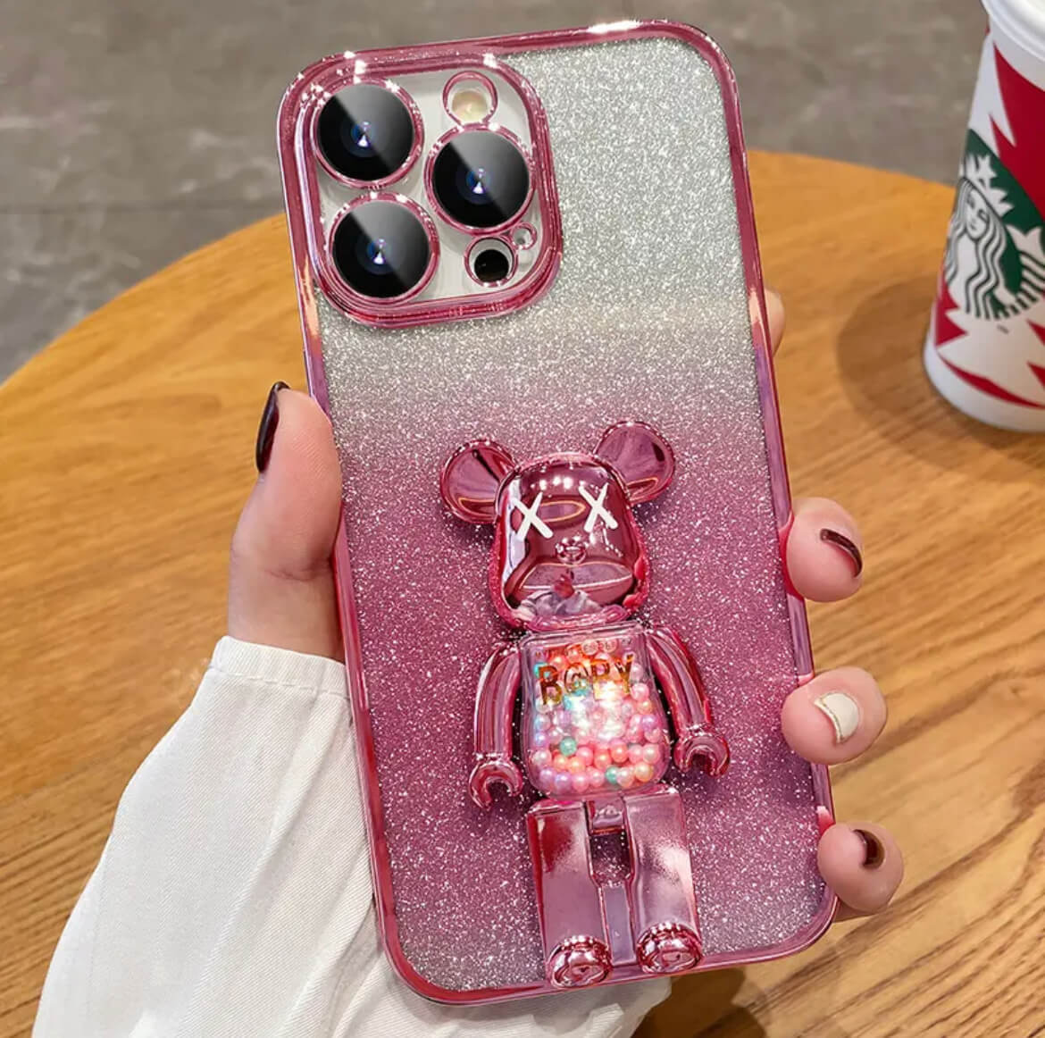 Cartoon Bear Stand Phone Case