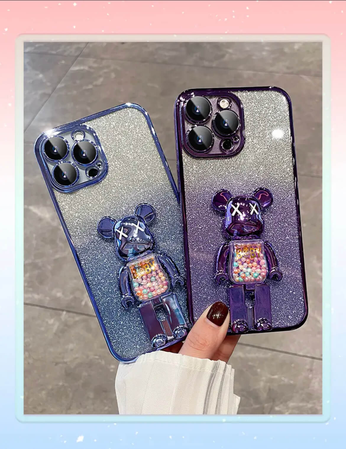 Cartoon Bear Stand Phone Case