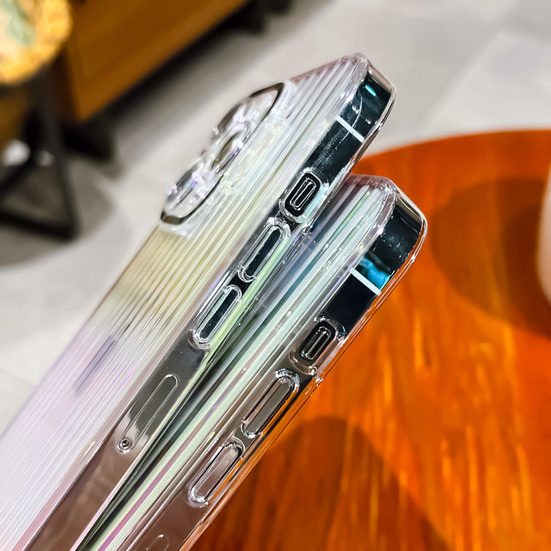 جراب هاتف iPhone بحامل غير مرئي من Aurora Laser Graident مع واقي عدسة