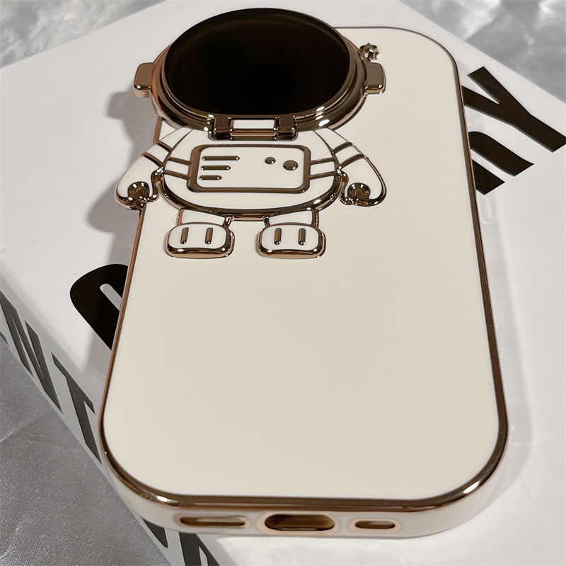 3D Astronaut Lens Protector Kickstand iPhone Case