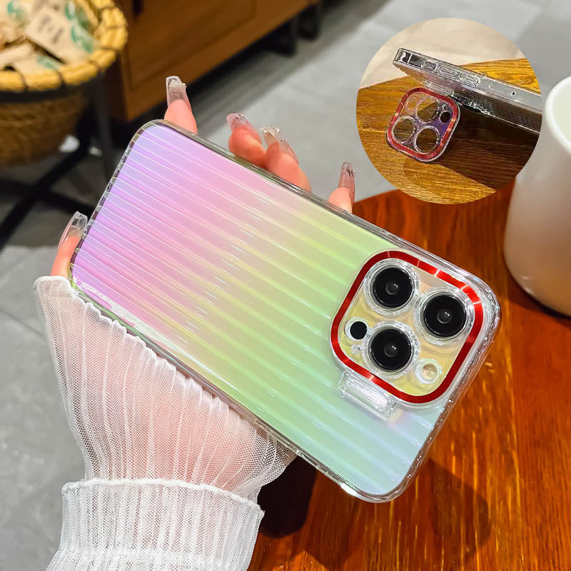 جراب هاتف iPhone بحامل غير مرئي من Aurora Laser Graident مع واقي عدسة