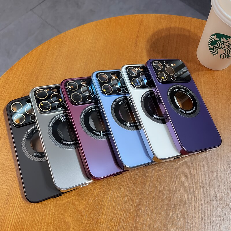 غطاء مغناطيسي شامل لهاتف iPhone 15-11، مُجمد، للنظارات. تصميم فاخر وبسيط.