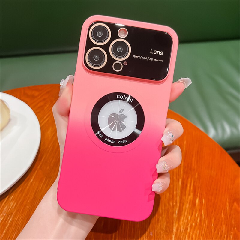 Large Window Camera Protection Gradient Color Case For iPhone