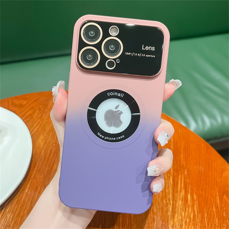 Large Window Camera Protection Gradient Color Case For iPhone