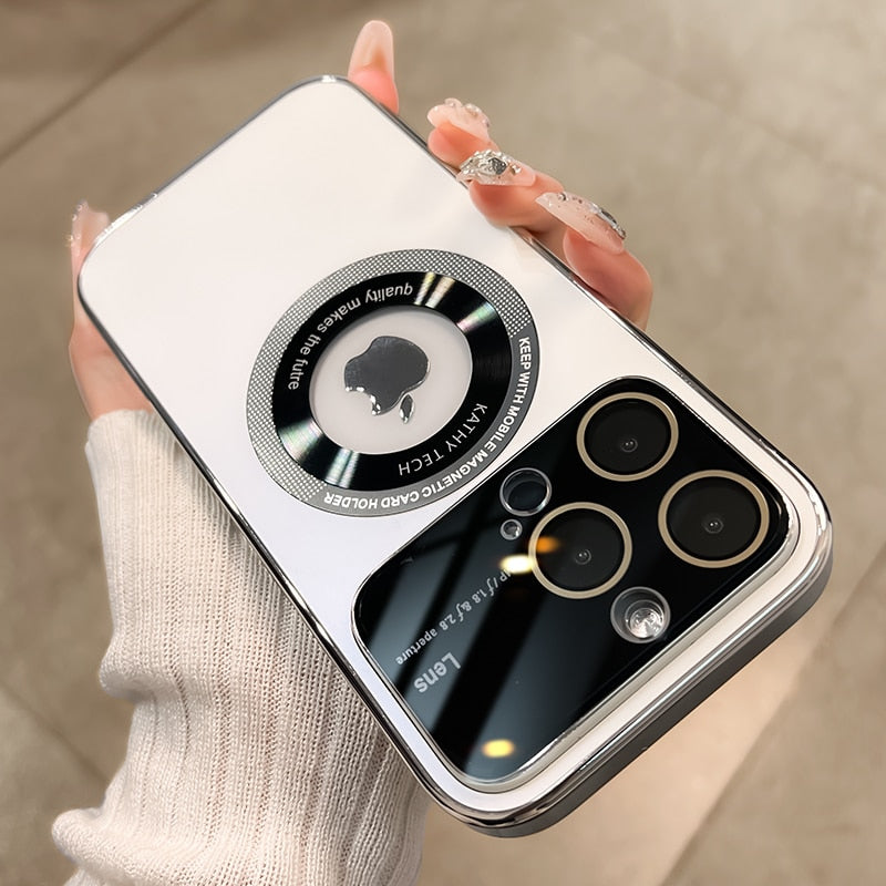 غطاء مغناطيسي شامل لهاتف iPhone 15-11، مُجمد، للنظارات. تصميم فاخر وبسيط.