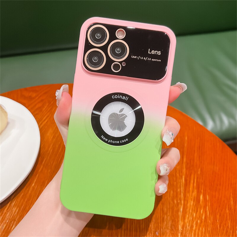 Large Window Camera Protection Gradient Color Case For iPhone