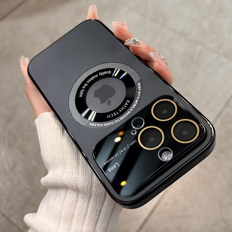 غطاء مغناطيسي شامل لهاتف iPhone 15-11، مُجمد، للنظارات. تصميم فاخر وبسيط.