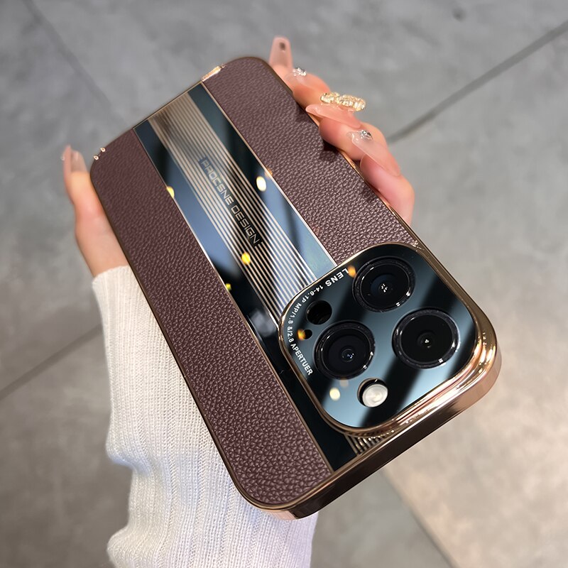 Acrylic & Leather Full Protection Case for iPhone