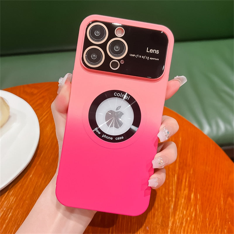 Large Window Camera Protection Gradient Color Case For iPhone