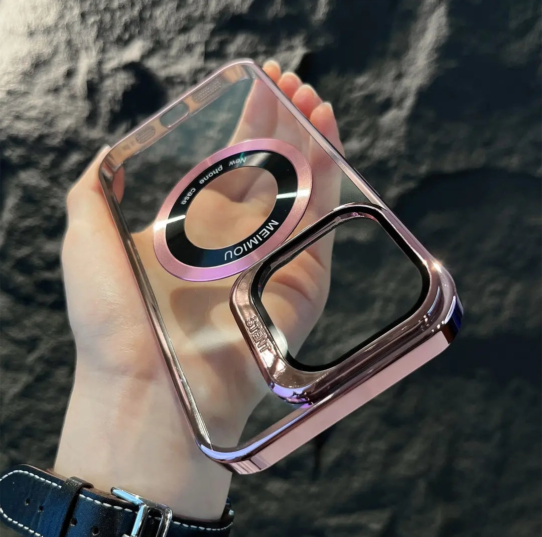 (3-in-1) Hidden Kickstand, Magsafing & Lens Protector Clear iPhone Case