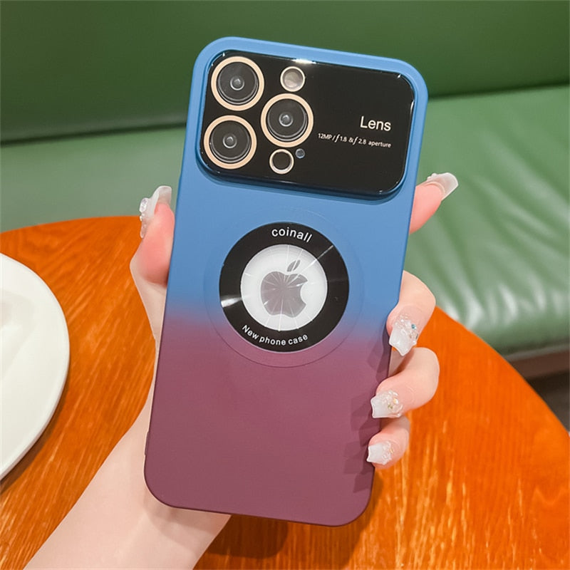 Large Window Camera Protection Gradient Color Case For iPhone