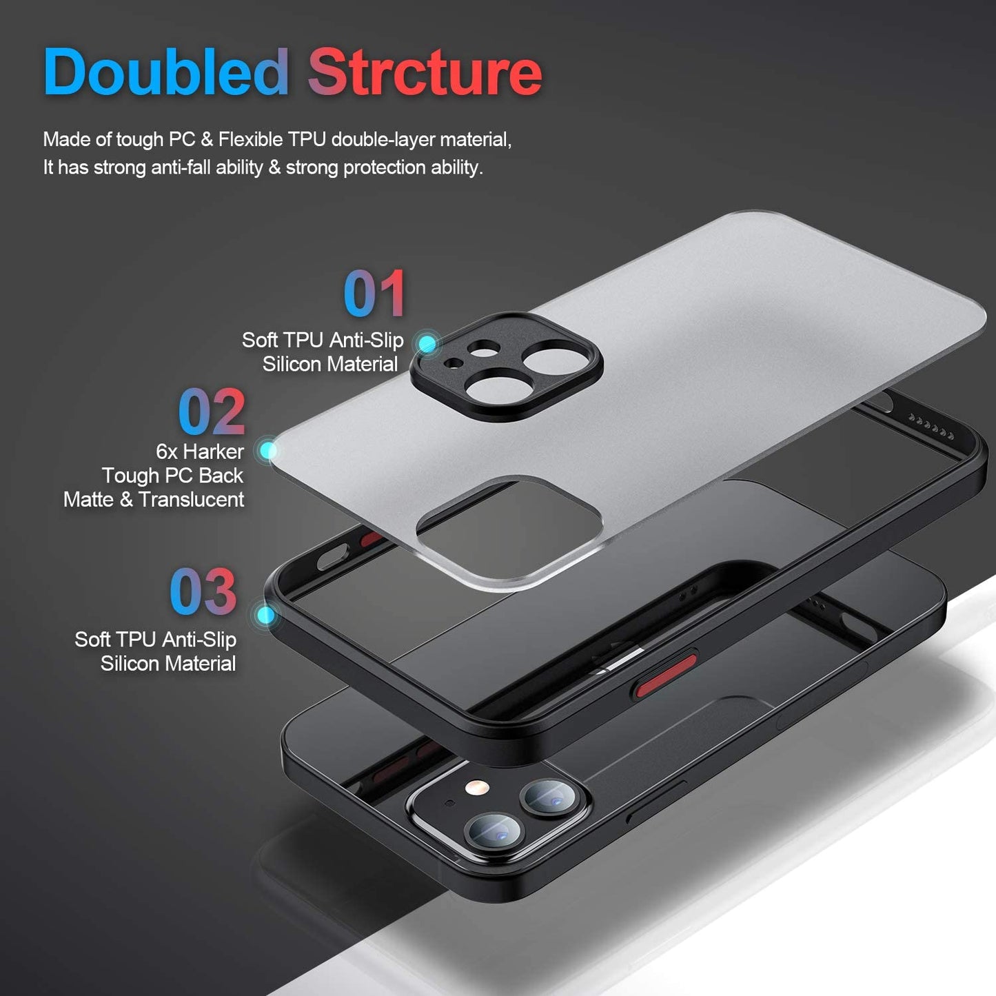 Apple 16-11 mobile phone case contrast color micro-matte full cover anti-drop fingerprint anti-wrinkle