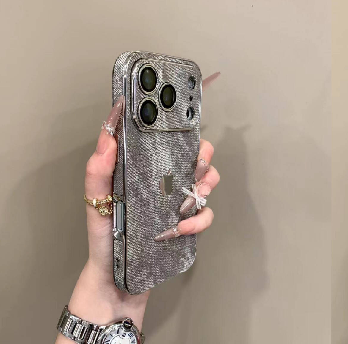 iPhone 17-13 Premium Large Window Denim Texture Case