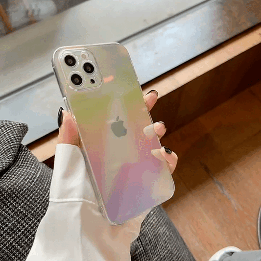 Ultra-thin Clear Gradient Mirror iPhone Case with Lens Protector